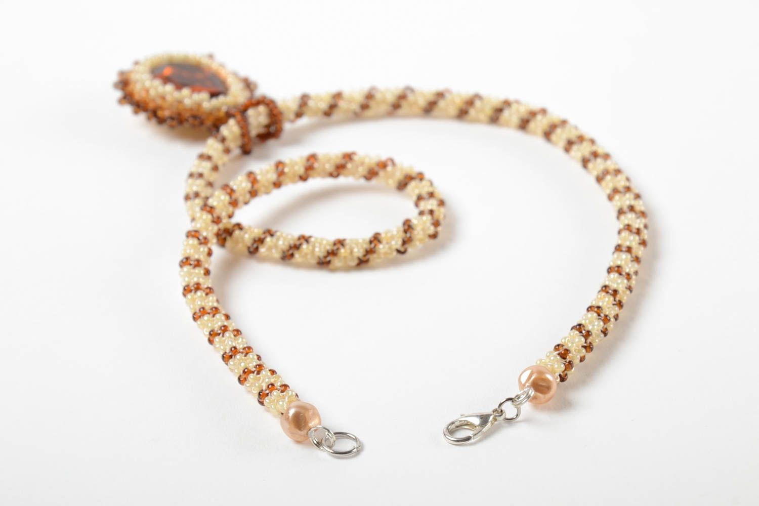 Collier fantaisie Bijoux fait main en perles de rocaille pendentif Cadeau femme photo 3