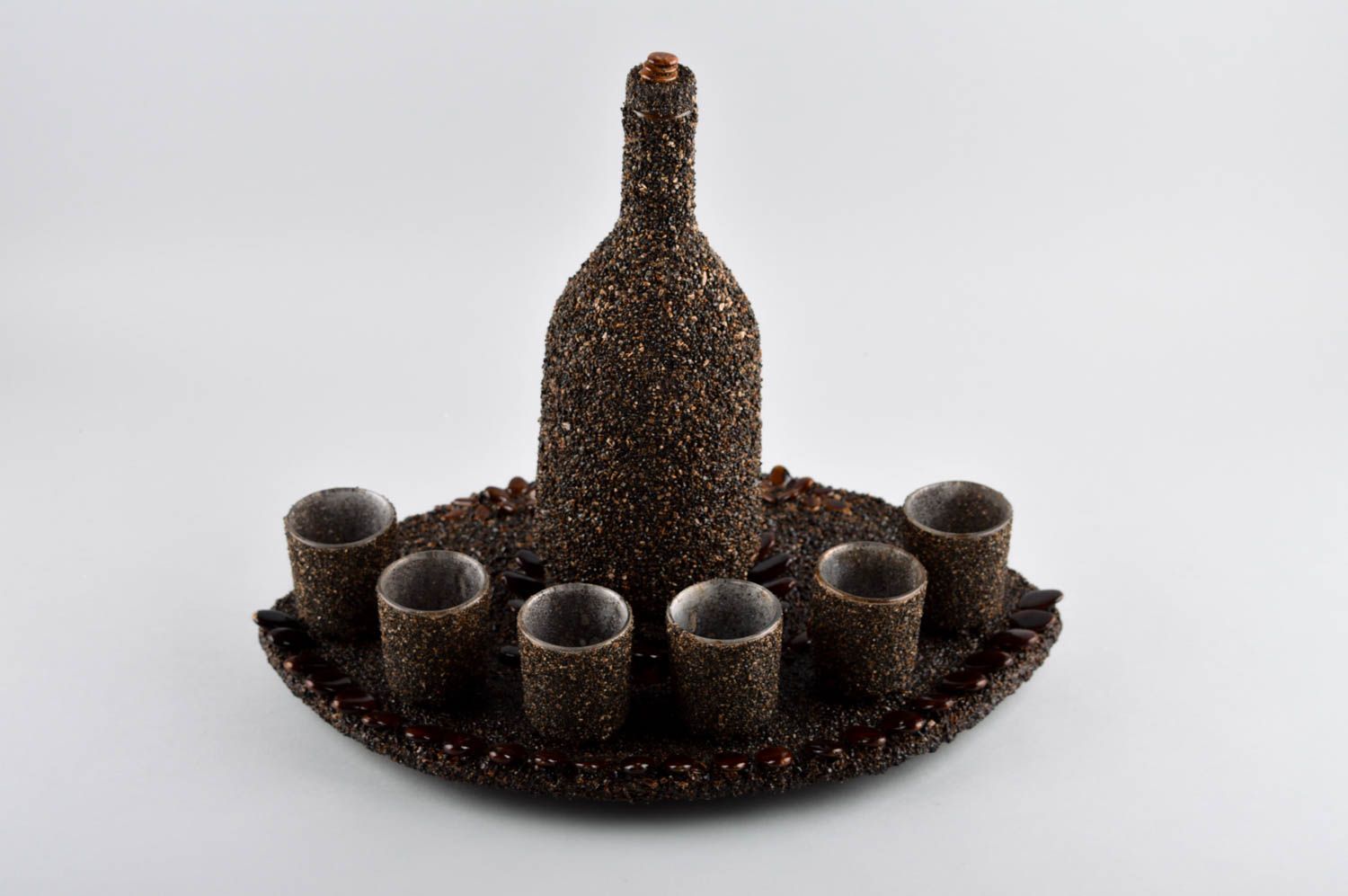 Vajilla artesanal copas para coñac originales botella de vidrio con piedras foto 1