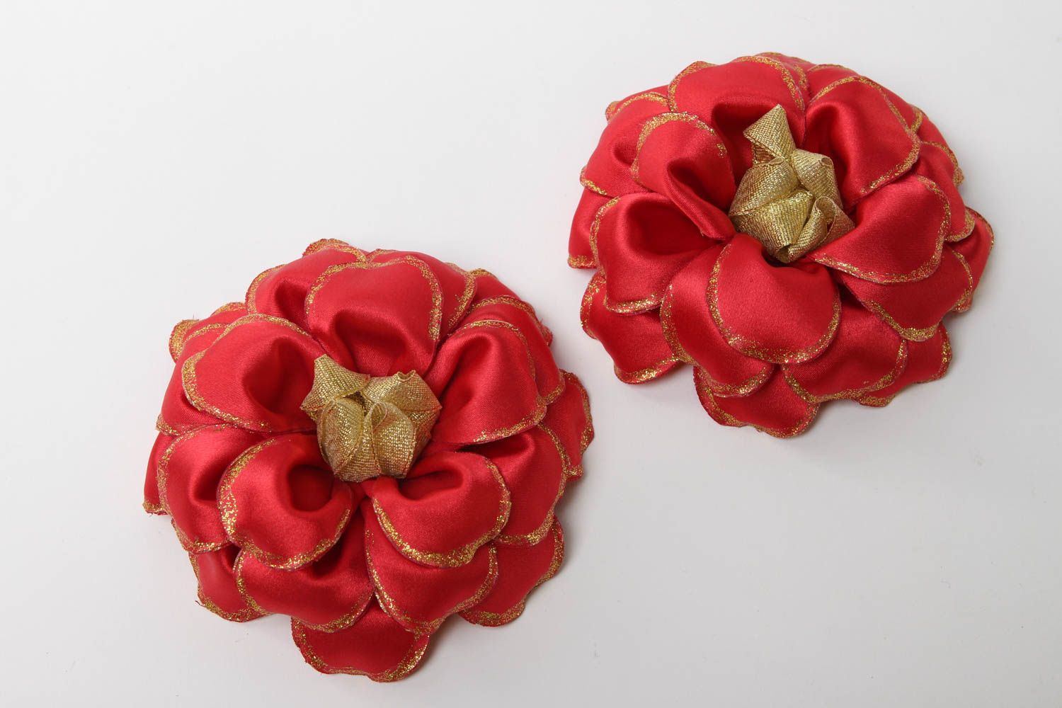 Handmade scrunchy with flowers hair accessories kids scranchies red scranchies  photo 2