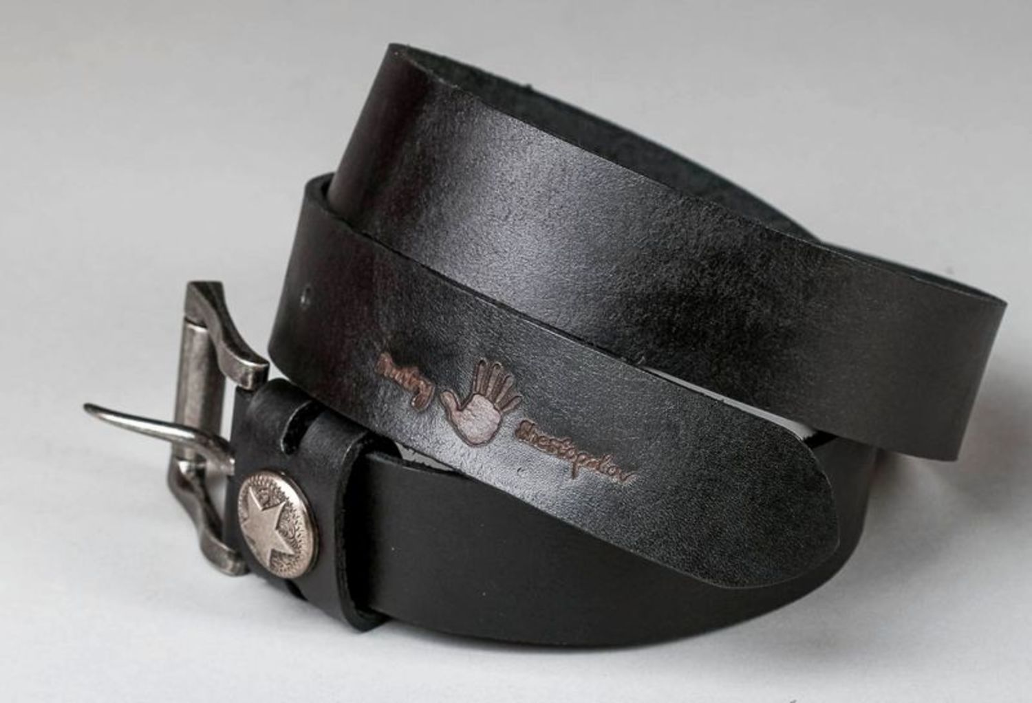 Black leather belt photo 5