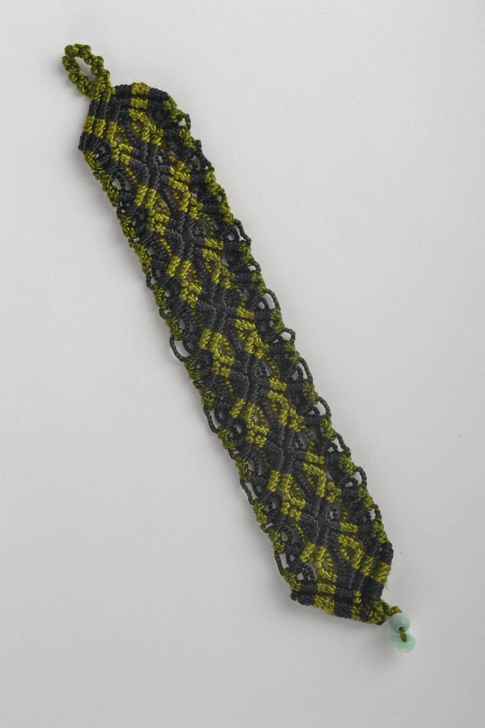 Bracelet textile Bijou fait main Accessoire femme tressé vert large cadeau photo 2