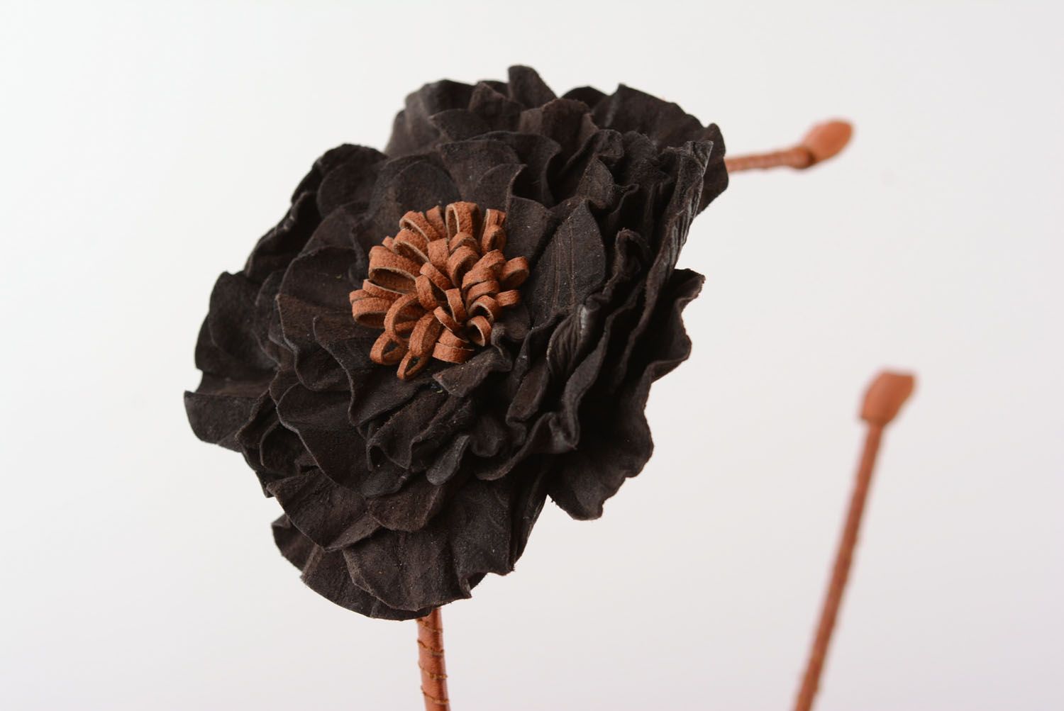 Headband with leather flower photo 4