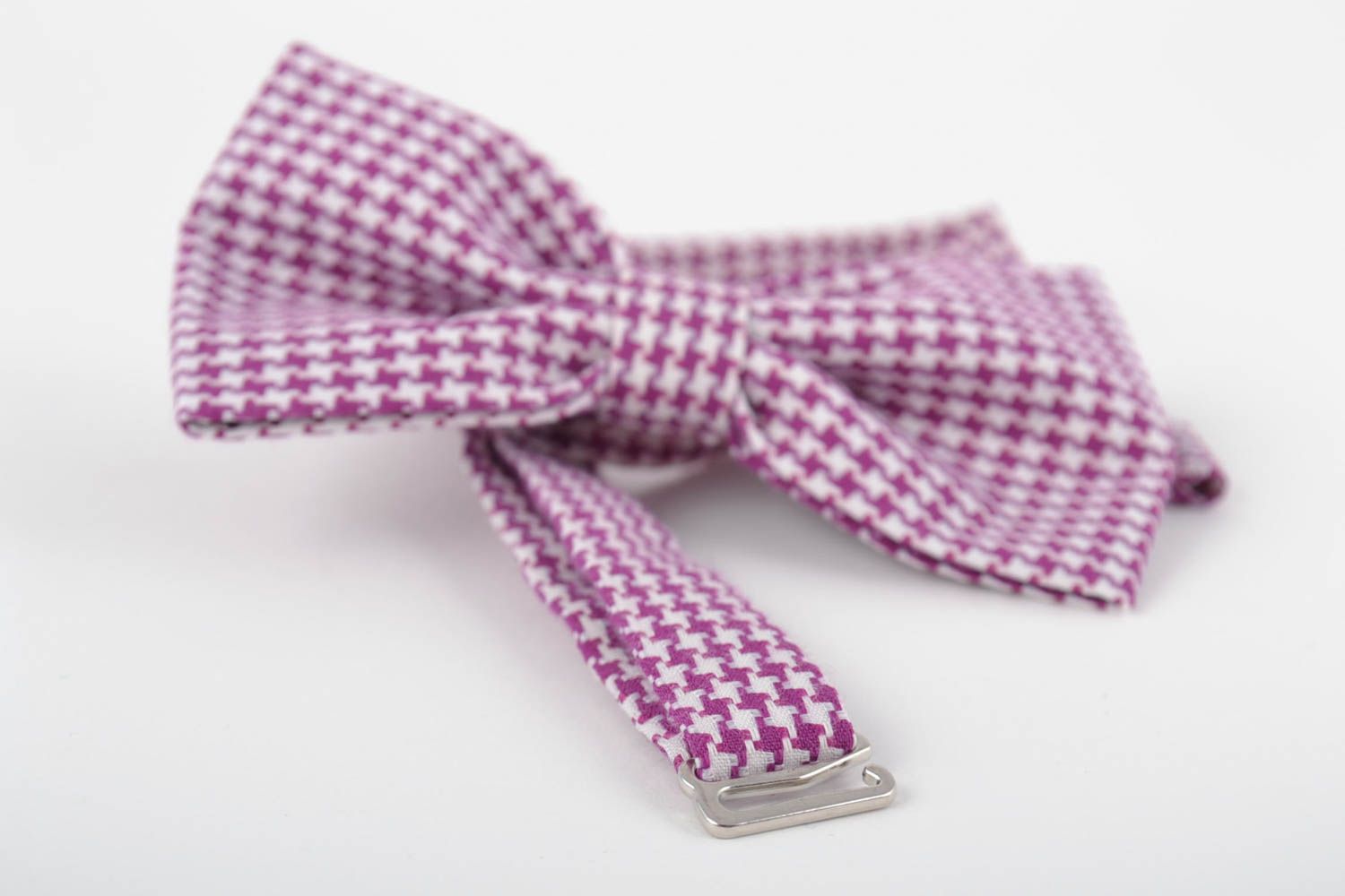 Beautiful handmade designer elegant fabric bow tie with motley coloring photo 5