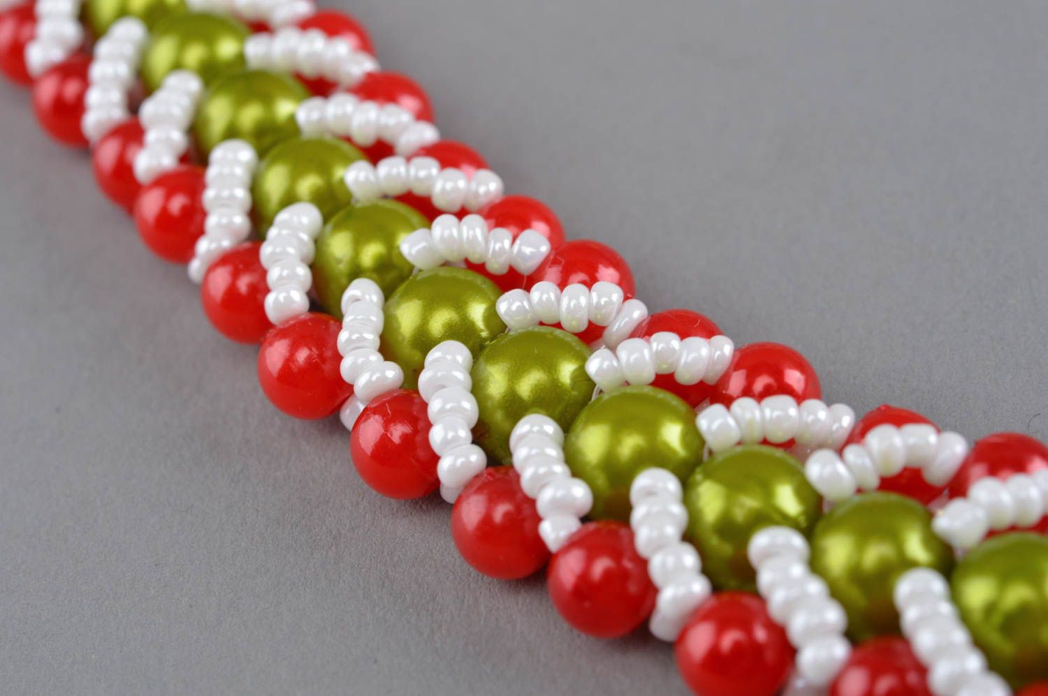 Long collier en perles de fantaisie et de rocaille tressé fait main pour femme photo 3