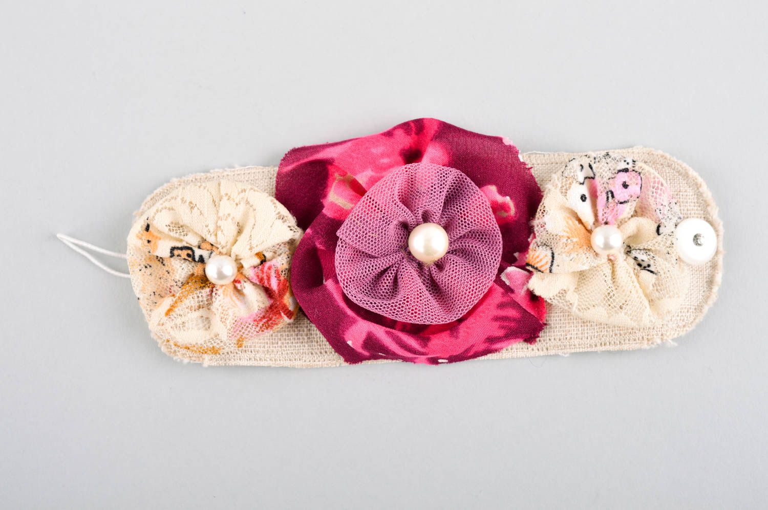 Collar de tela y pulsera con flor hechos a mano bisutería de moda para mujer  foto 4