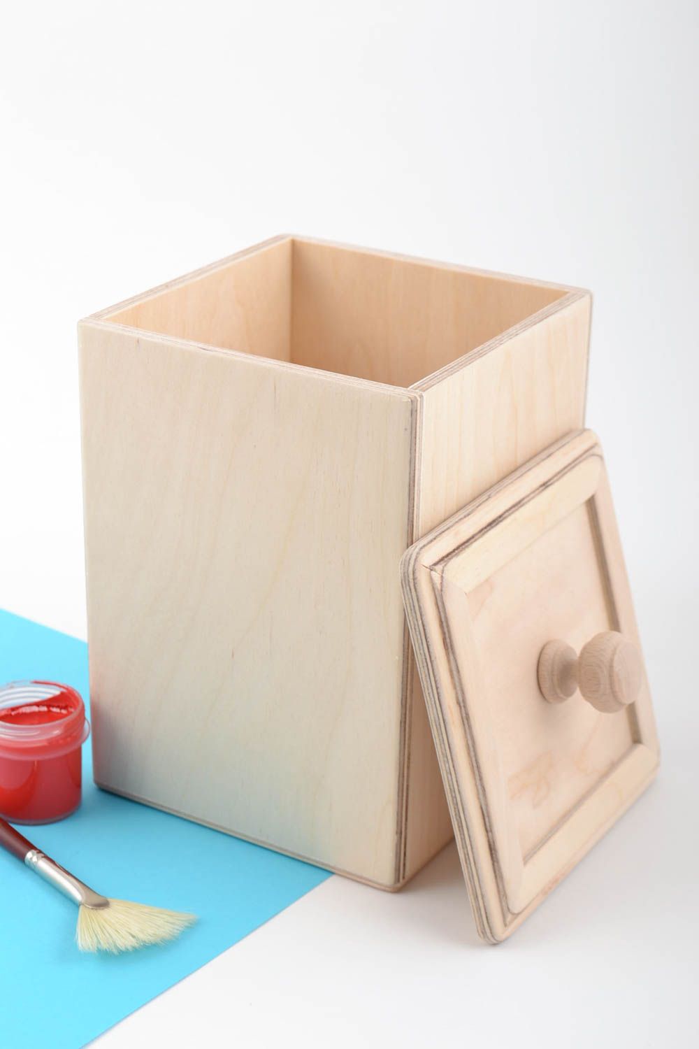 Boîte de rangement pour cuisine en bois brut faite main à décorer et peindre photo 1