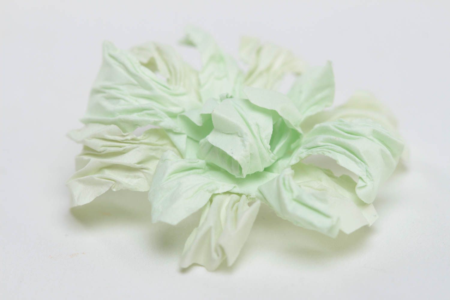 Paper flower for crafts in white color for scrapbooking. 2 inches in diameter photo 3