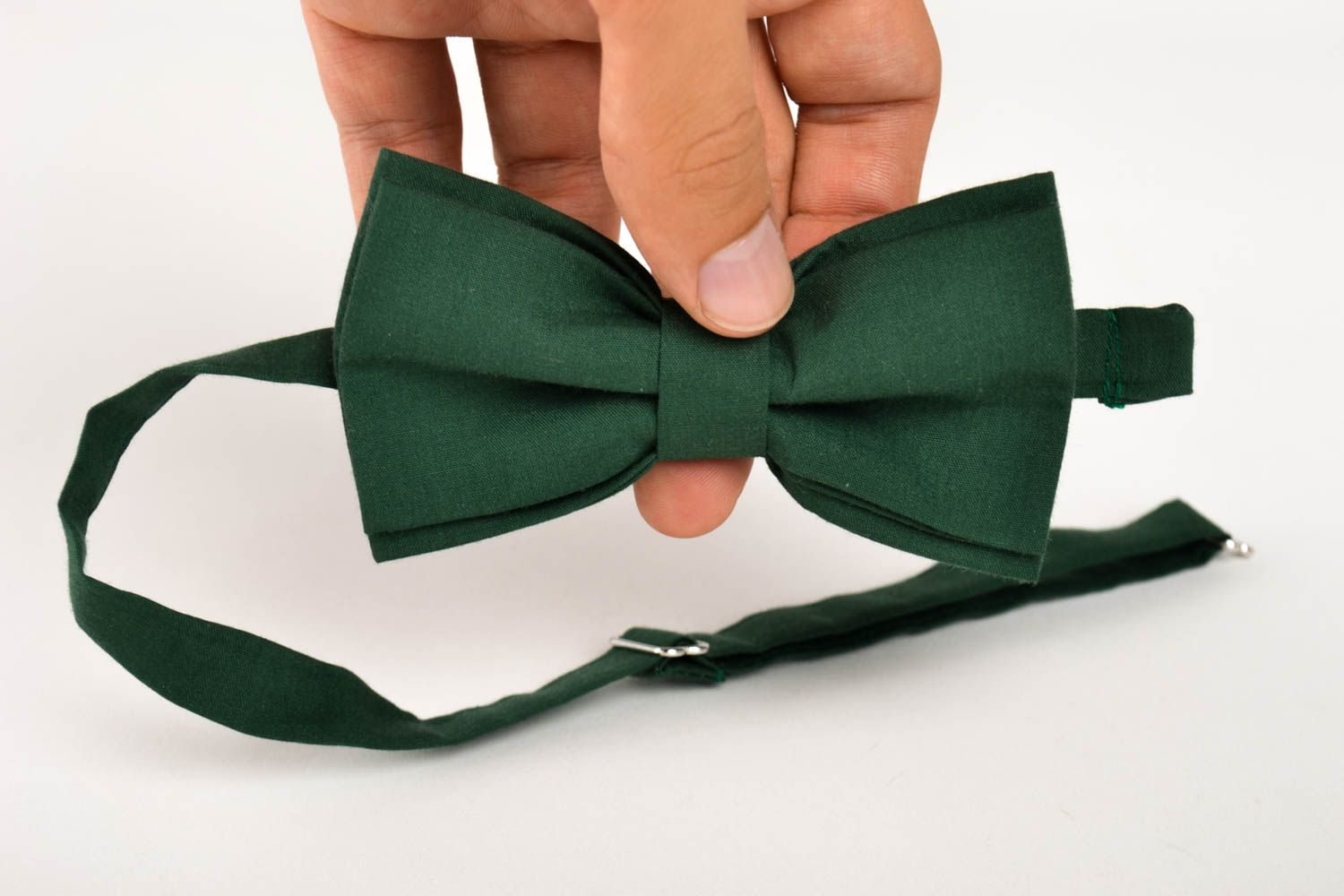Corbata de lazo artesanal pajarita moderna verde de madera accesorio unisex foto 5