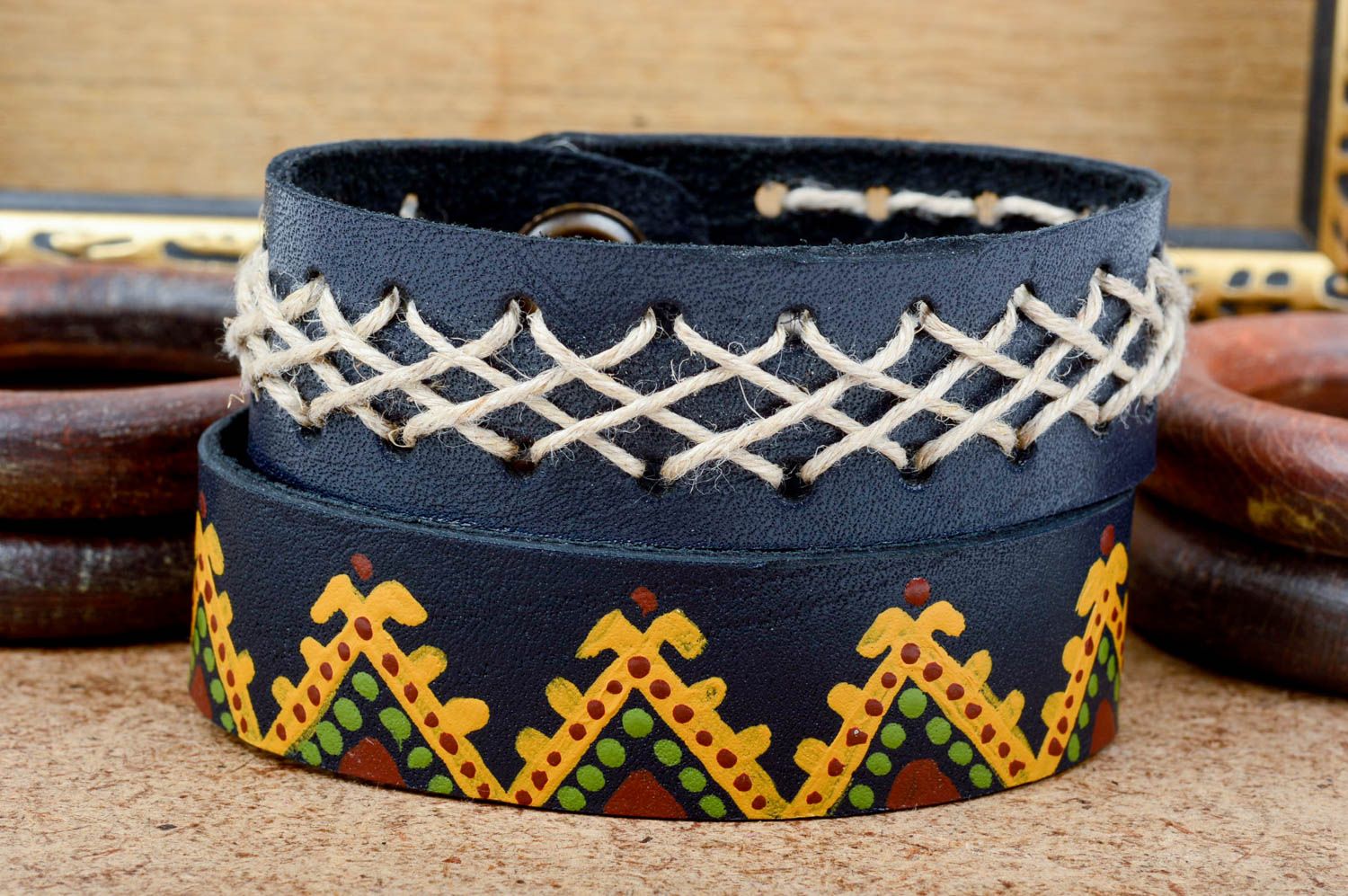 Fashion bracelet handmade wrist bracelet natural leather jewelry for women photo 1