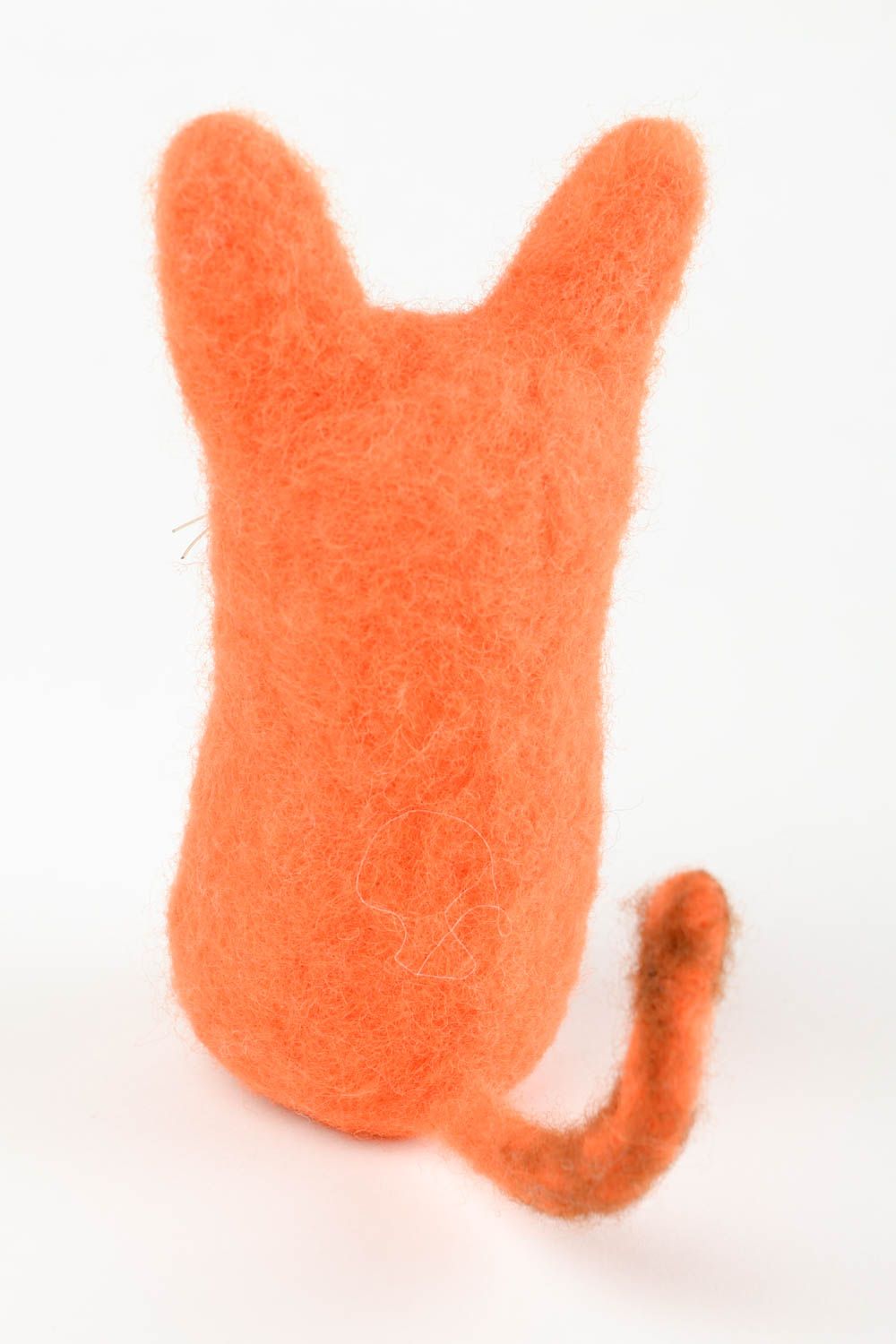 Peluche chat roux Jouet fait main en laine naturelle feutrée Cadeau enfant photo 5