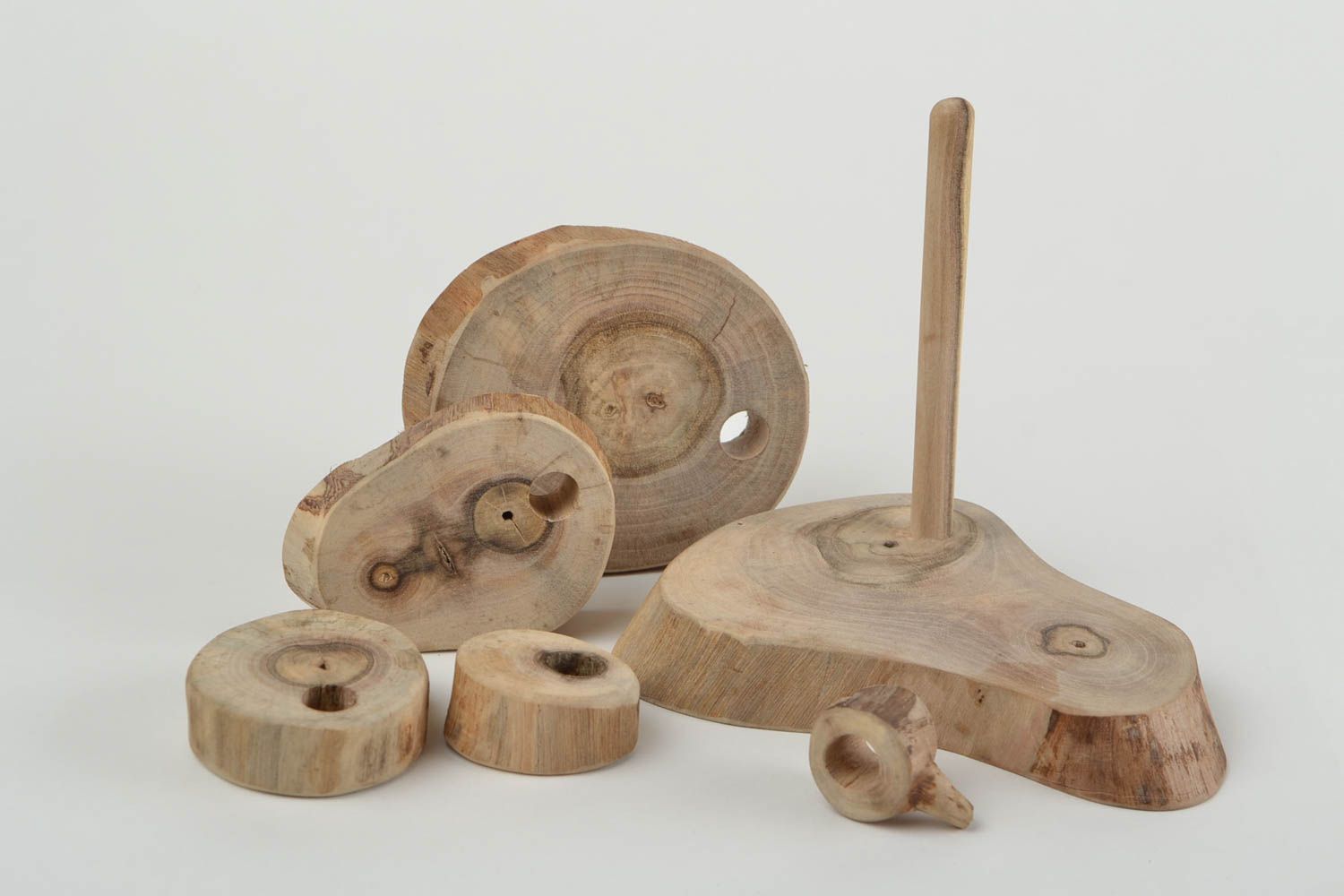 Handmade wooden eco toy pyramid souvenir for children developing designer toy photo 4