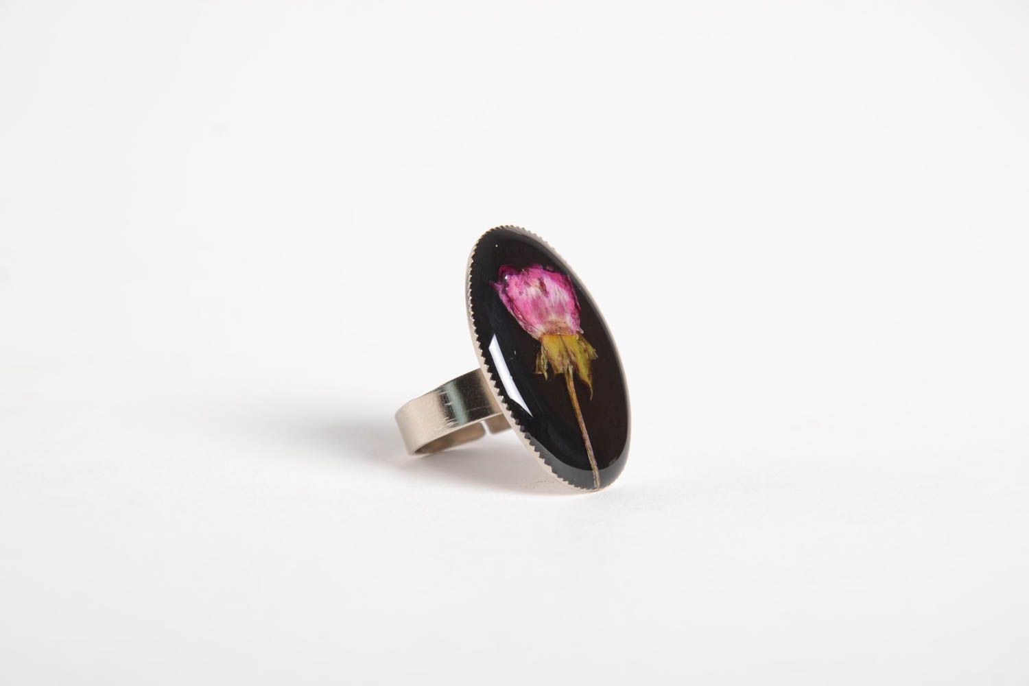 Кольцо ручной работы кольцо из эпоксидной смолы модное кольцо с чайной розой фото 3
