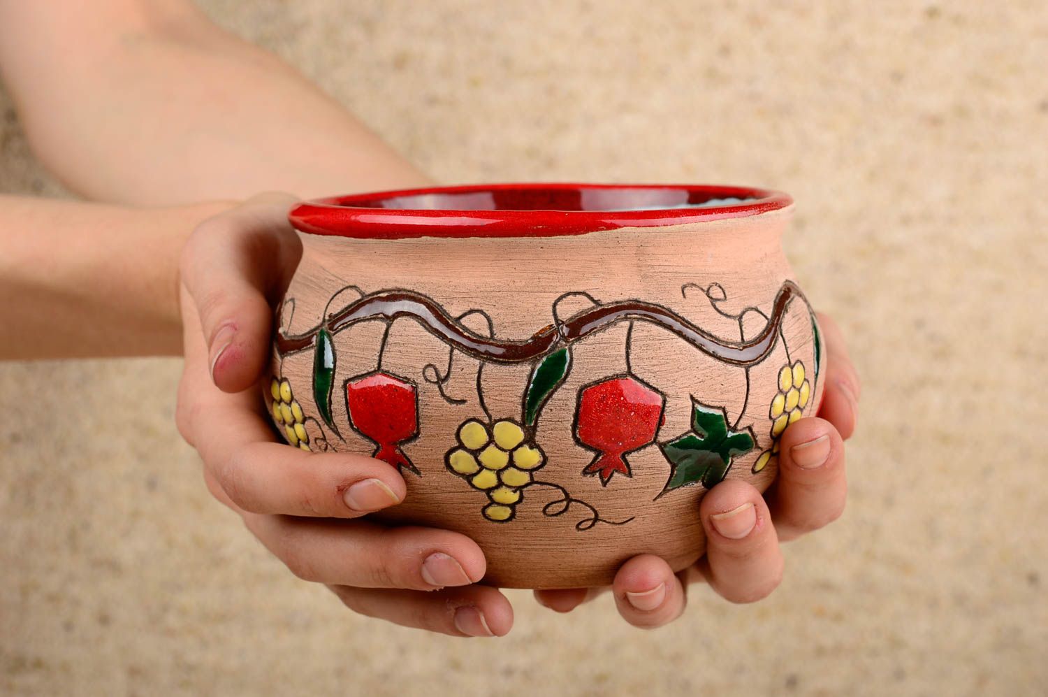Suppenterrine Keramik handgemacht Geschirr aus Ton gemustert Deko für Haus foto 4