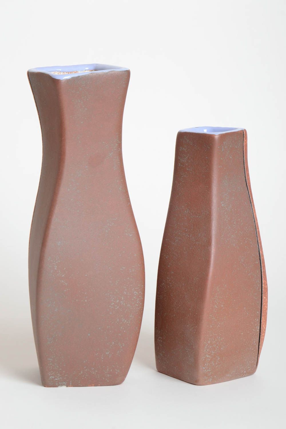 Vase set of handmade ceramic two vases in brown colors 4,6 lb photo 4