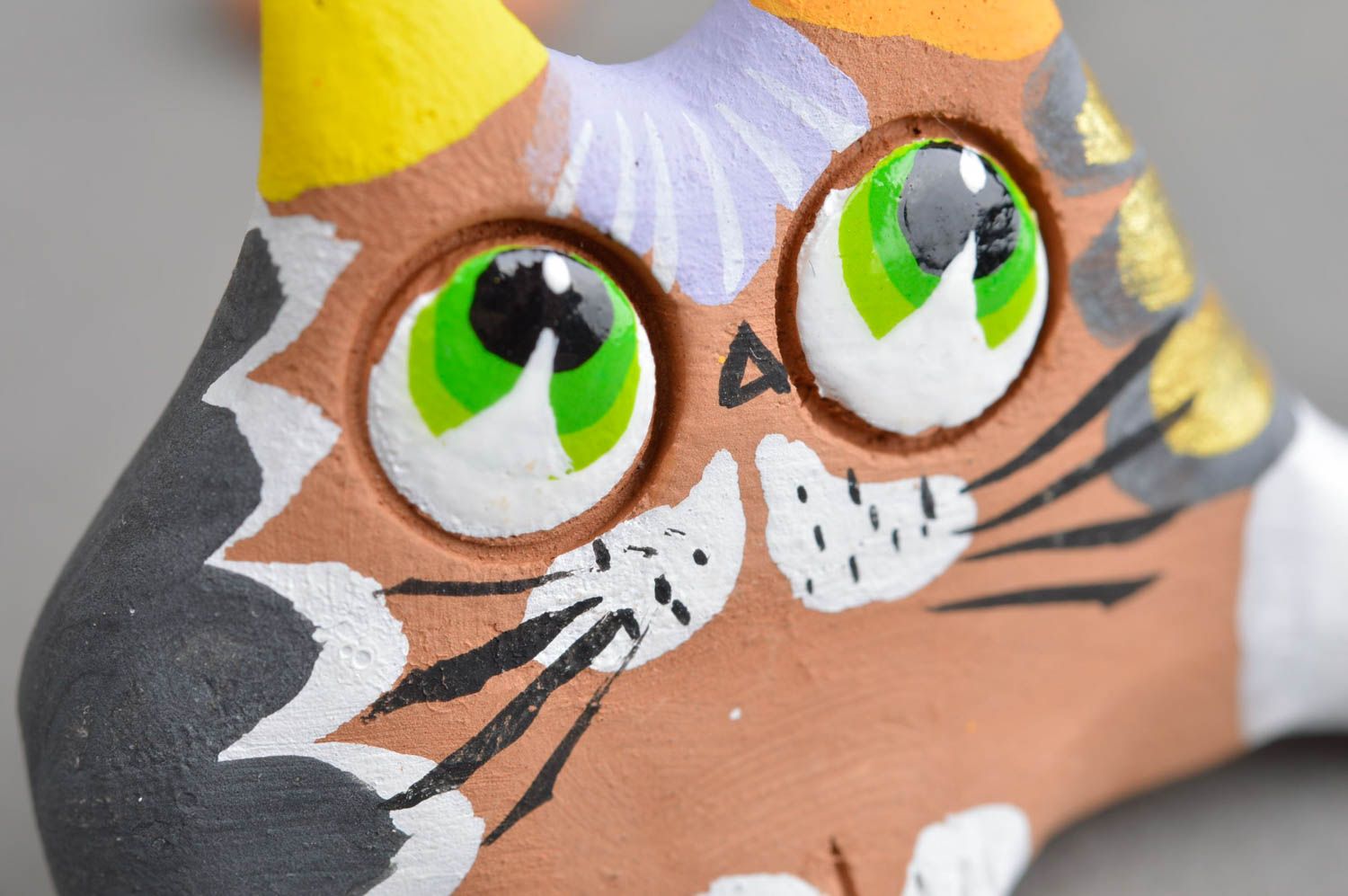Figura de barro artesanal decoración de hogar regalo para amigos gato marrón  foto 5