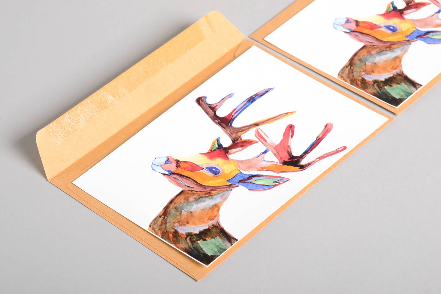 Открытки ручной работы красивые открытки две поздравительные открытки Олени фото 5