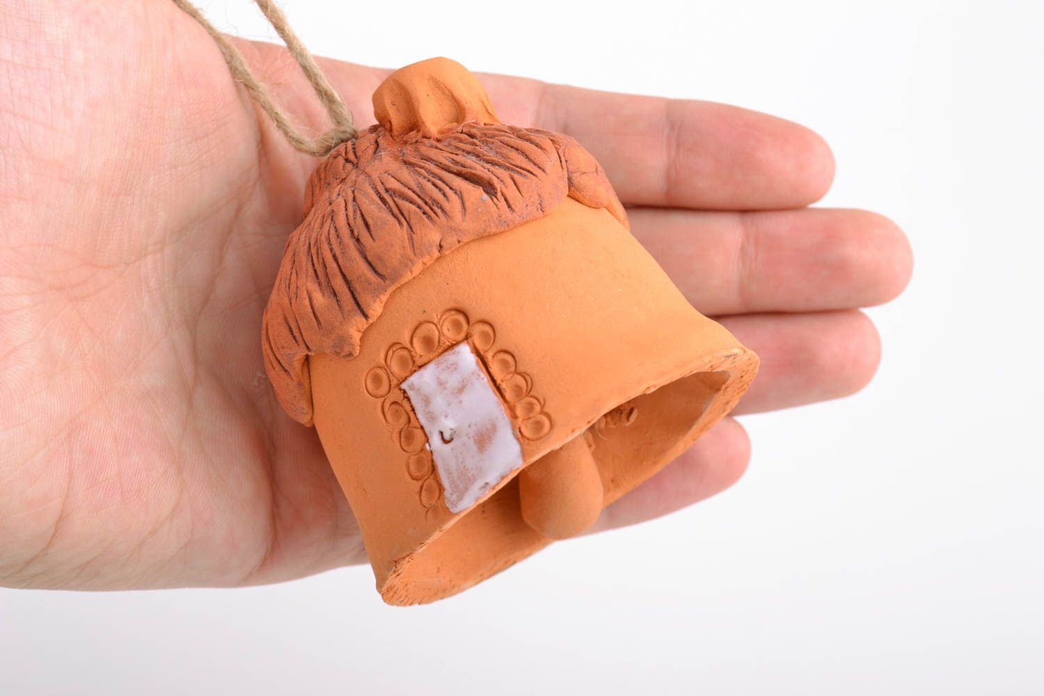 Handmade decorative interior bell made of red clay beautiful stylish decor elements photo 2