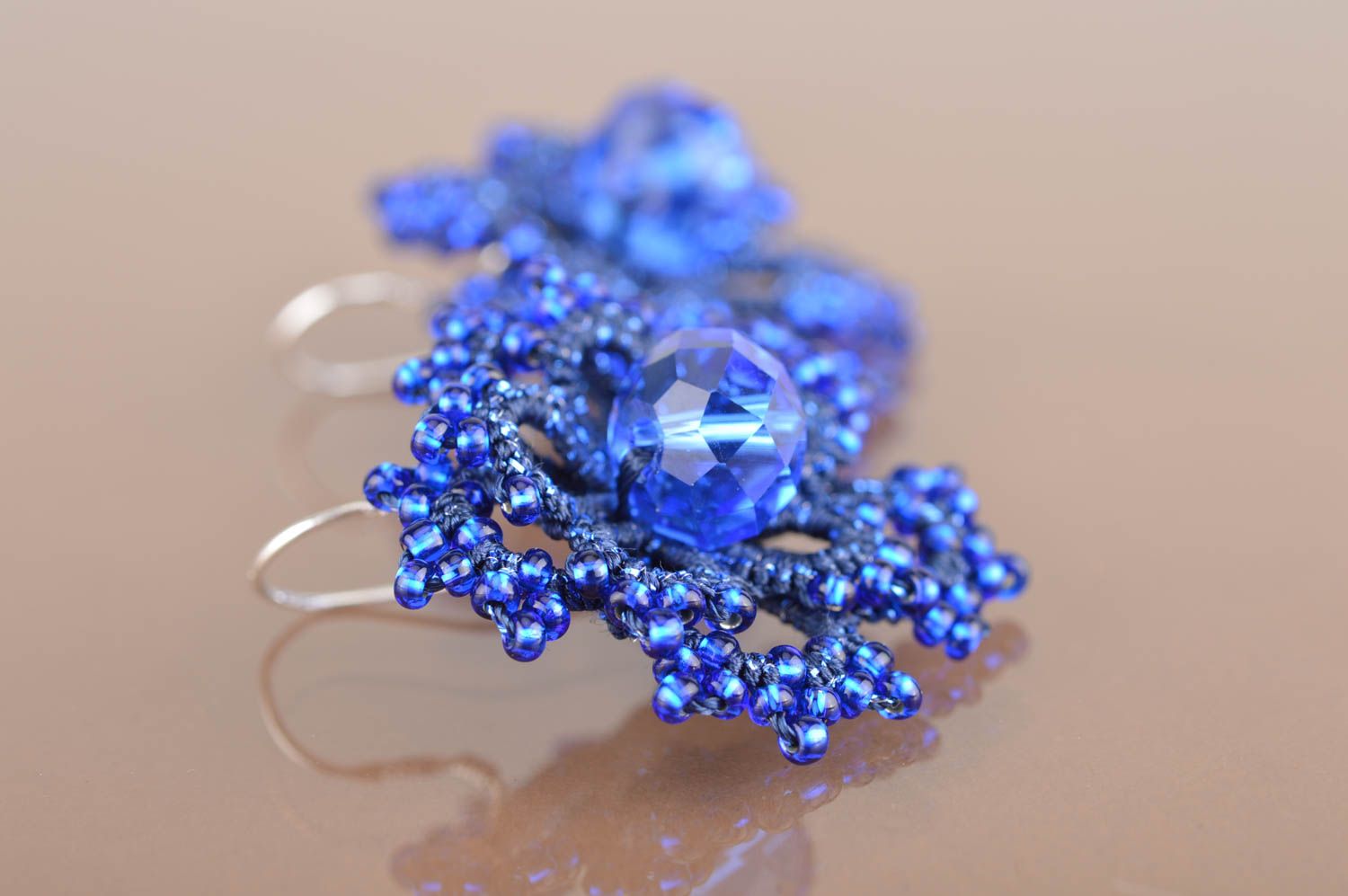 Occhi Ohrringe in Blau mit Glasperlen Designer Ohrschmuck für Damen handmade foto 5
