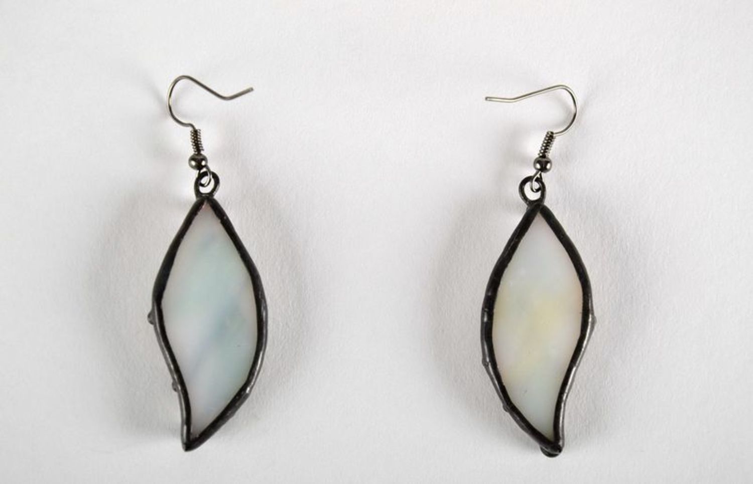 Stained glass earrings made from copper and glass photo 2