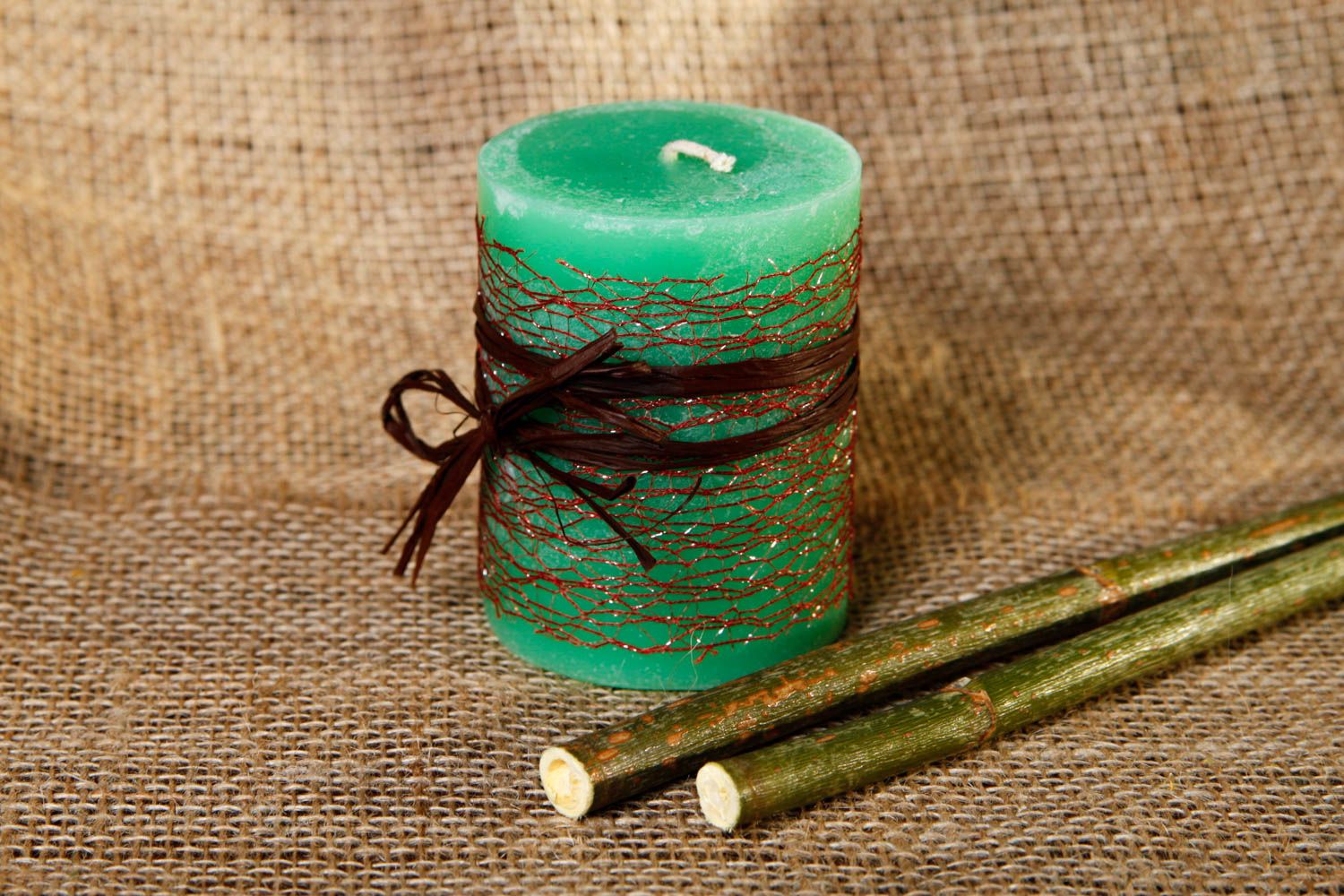 Vela de parafina verde hecha a mano objetos de decoración adorno para casa foto 1