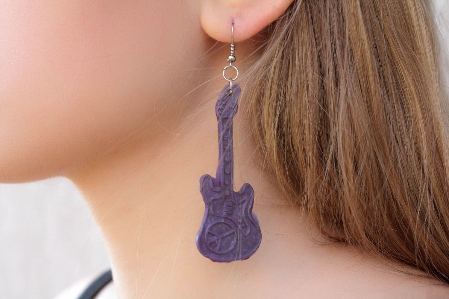 Polymer clay earrings Guitars photo 1