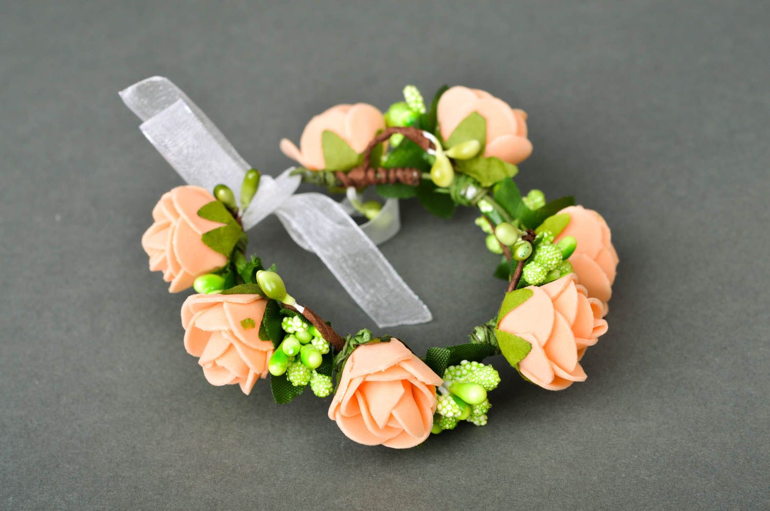 Bracelet floral Bijou fait main en foamiran design élégant Cadeau pour femme photo 3