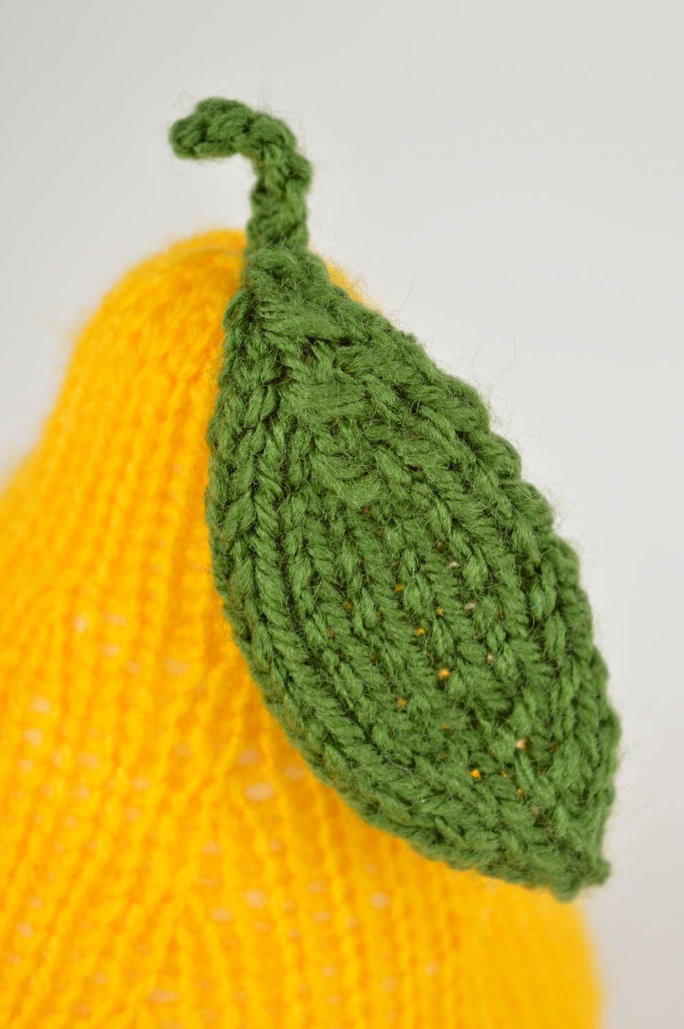 Handmade beautiful soft toy unusual stylish fruit toy yellow crocheted toy photo 2