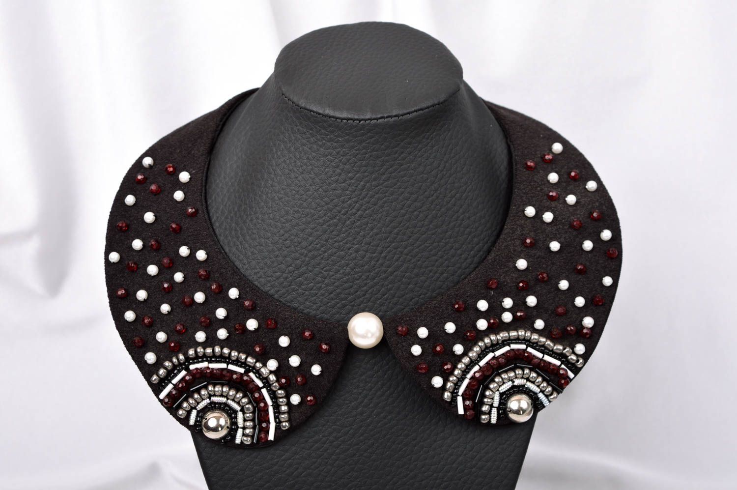 Black unusual necklace handmade stylish accessories beautiful jewelry photo 1