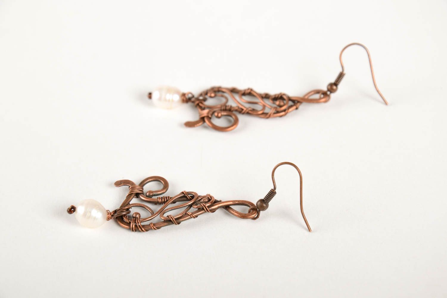 Handmade copper earrings unusual designer earrings stylish jewelry gift photo 3