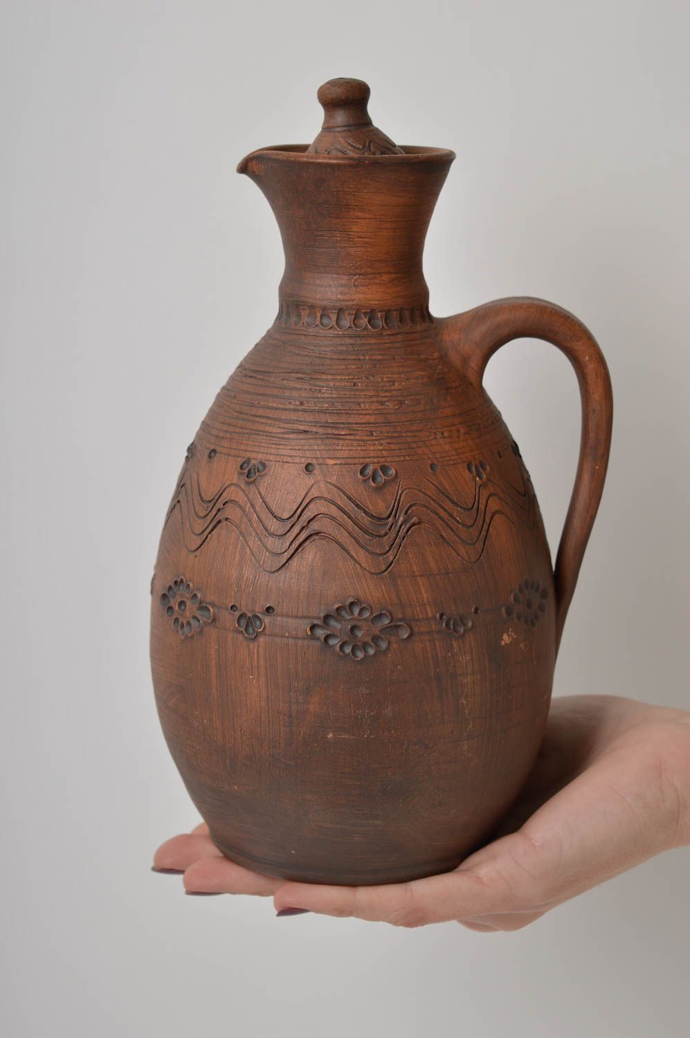 Brocca in ceramica fatta a mano brocca per bevande stoviglie in argilla
 foto 5
