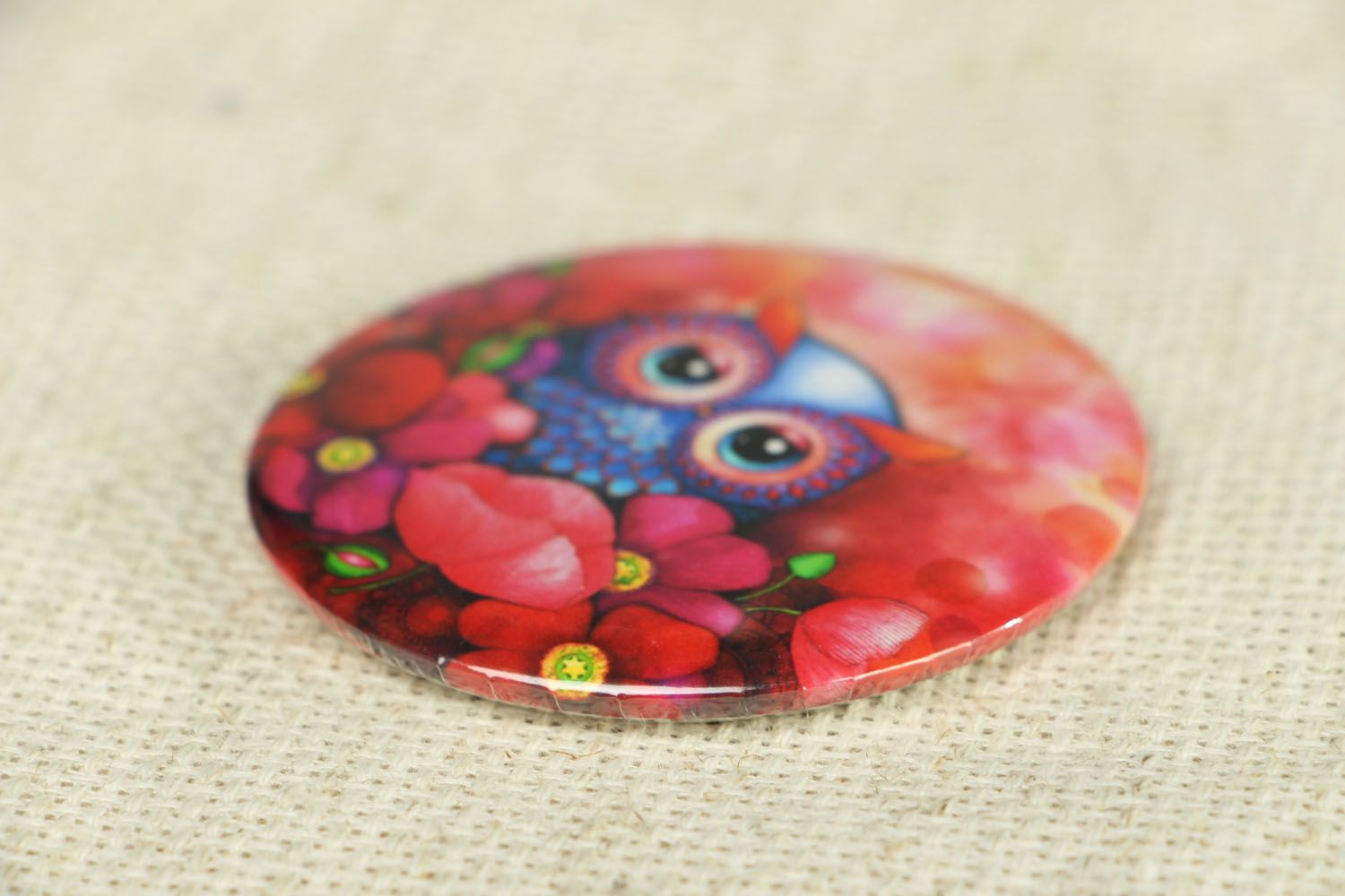 Pocket mirror with an image of owl photo 2
