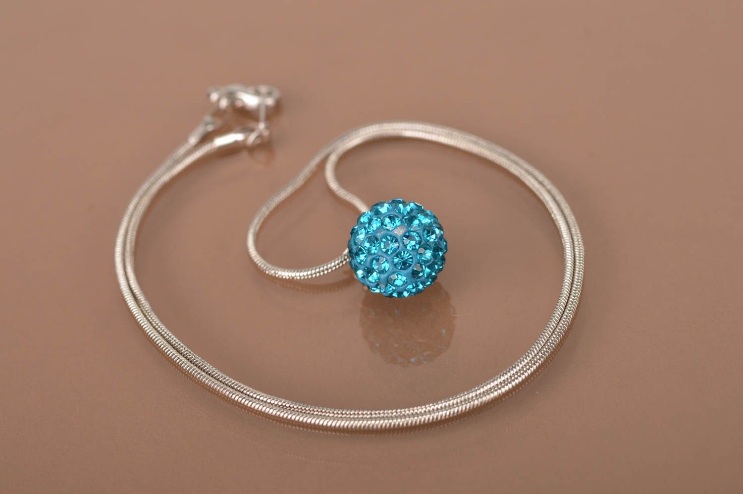 Beautiful handmade ball pendant on metal chain metal necklace jewelry designer photo 4