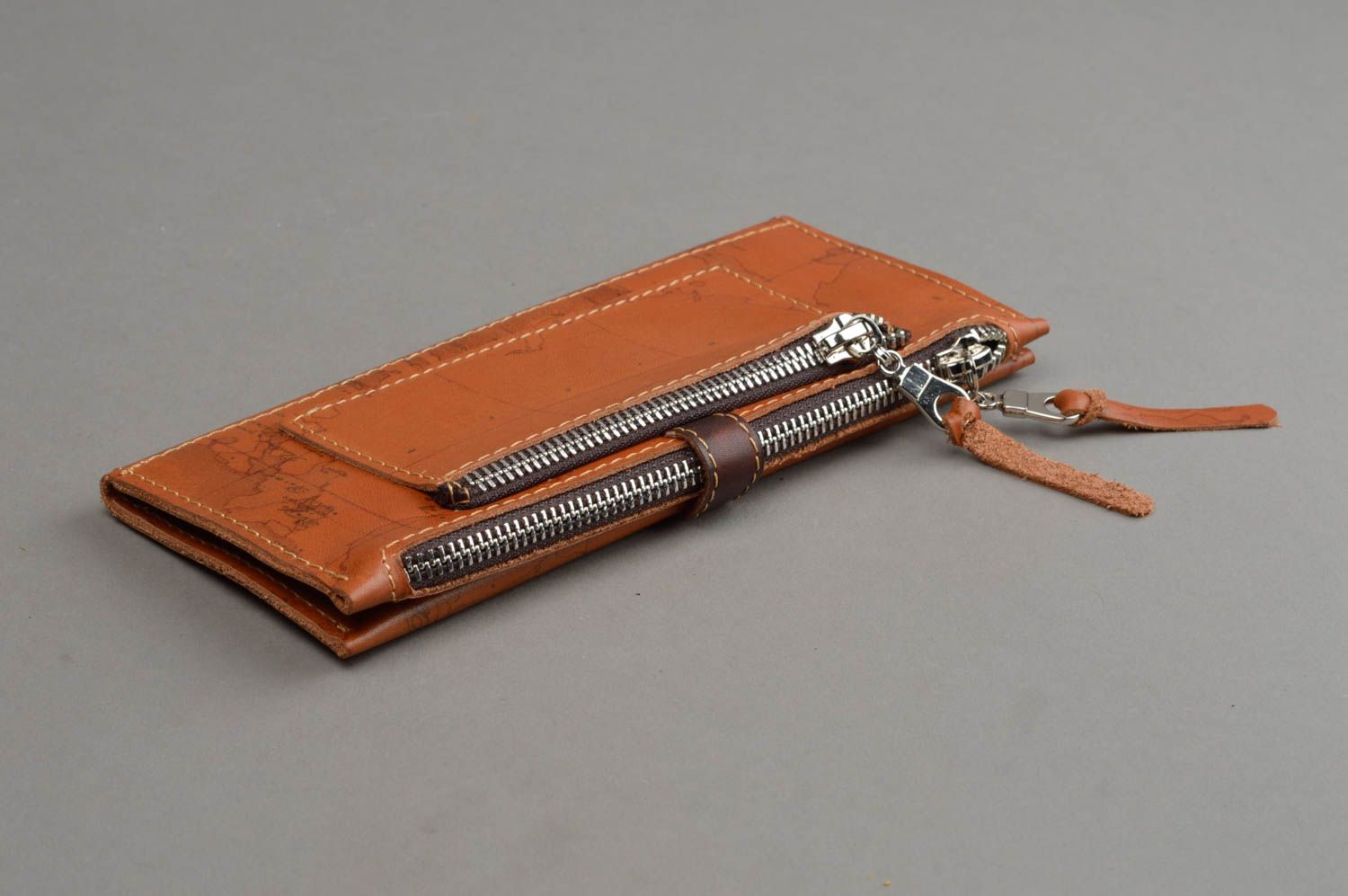 Schönes modisches stilvolles strenges braunes Portemonnaie aus Leder Handarbeit foto 3