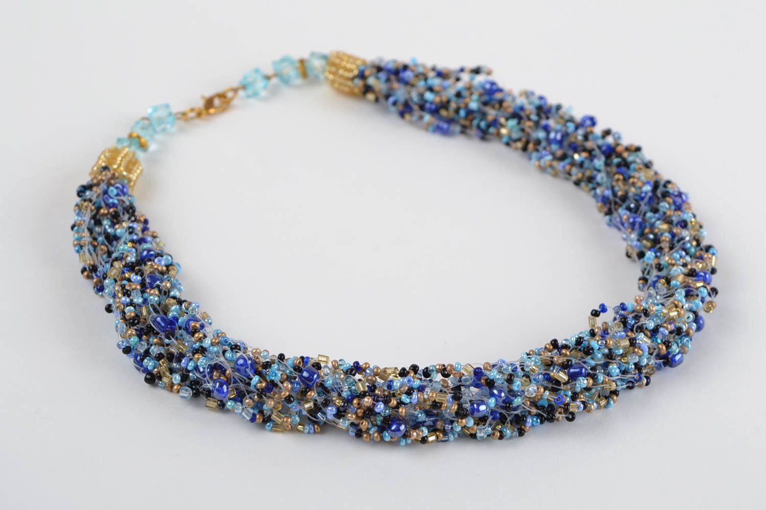 Handmade Rocailles Kette Halsketten Damen Damen Collier Halsketten Frauen blau foto 3