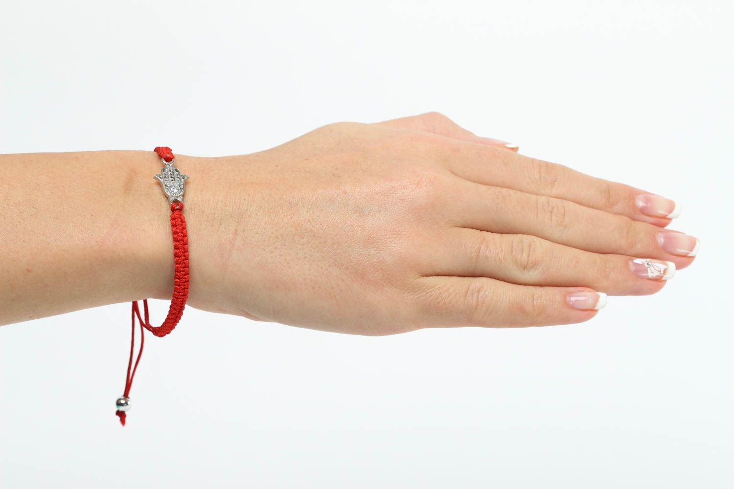 Bracelet textile Bijou fait main fils rouges Accessoire femme original photo 5