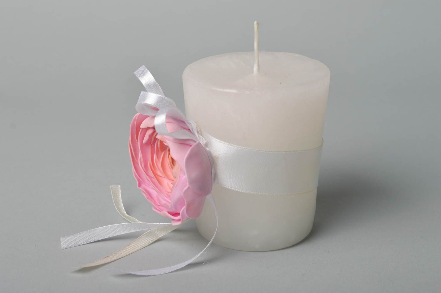 Свеча ручной работы свеча свадебная аксессуар для свадьбы с цветком небольшой фото 4