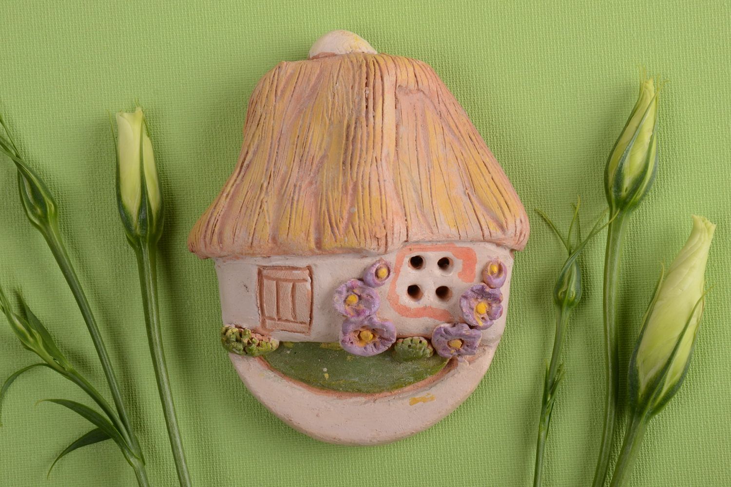 Handmade painted ceramic fridge unusual beautiful souvenir ceramic home decor photo 1