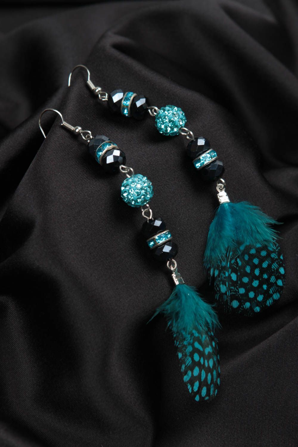 Unusual handmade beaded earrings long earrings design artisan jewelry gift ideas photo 1