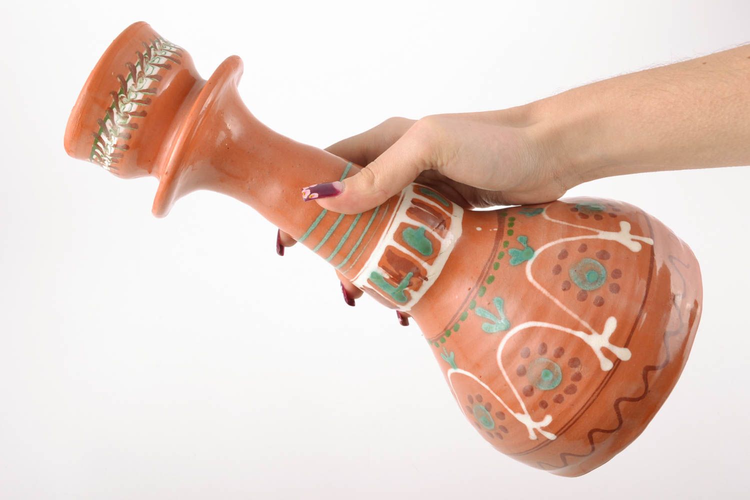 Candelero de cerámica hecho a mano en estilo étnico foto 2