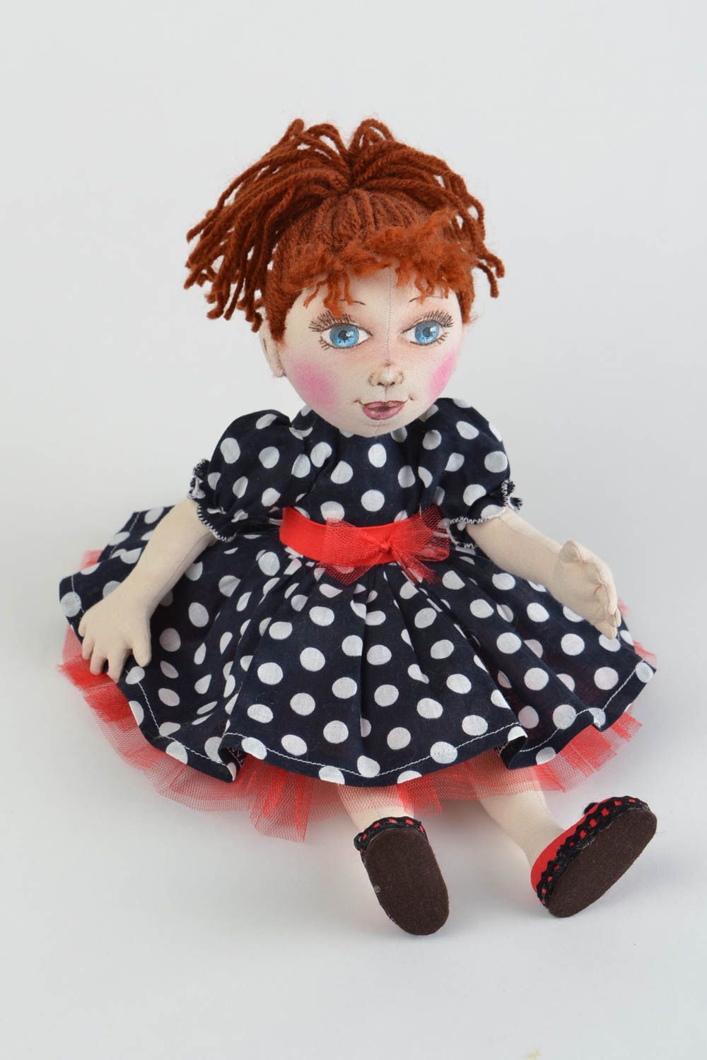 Beautiful handmade fabric soft doll for children and interior decor Jasmin photo 1