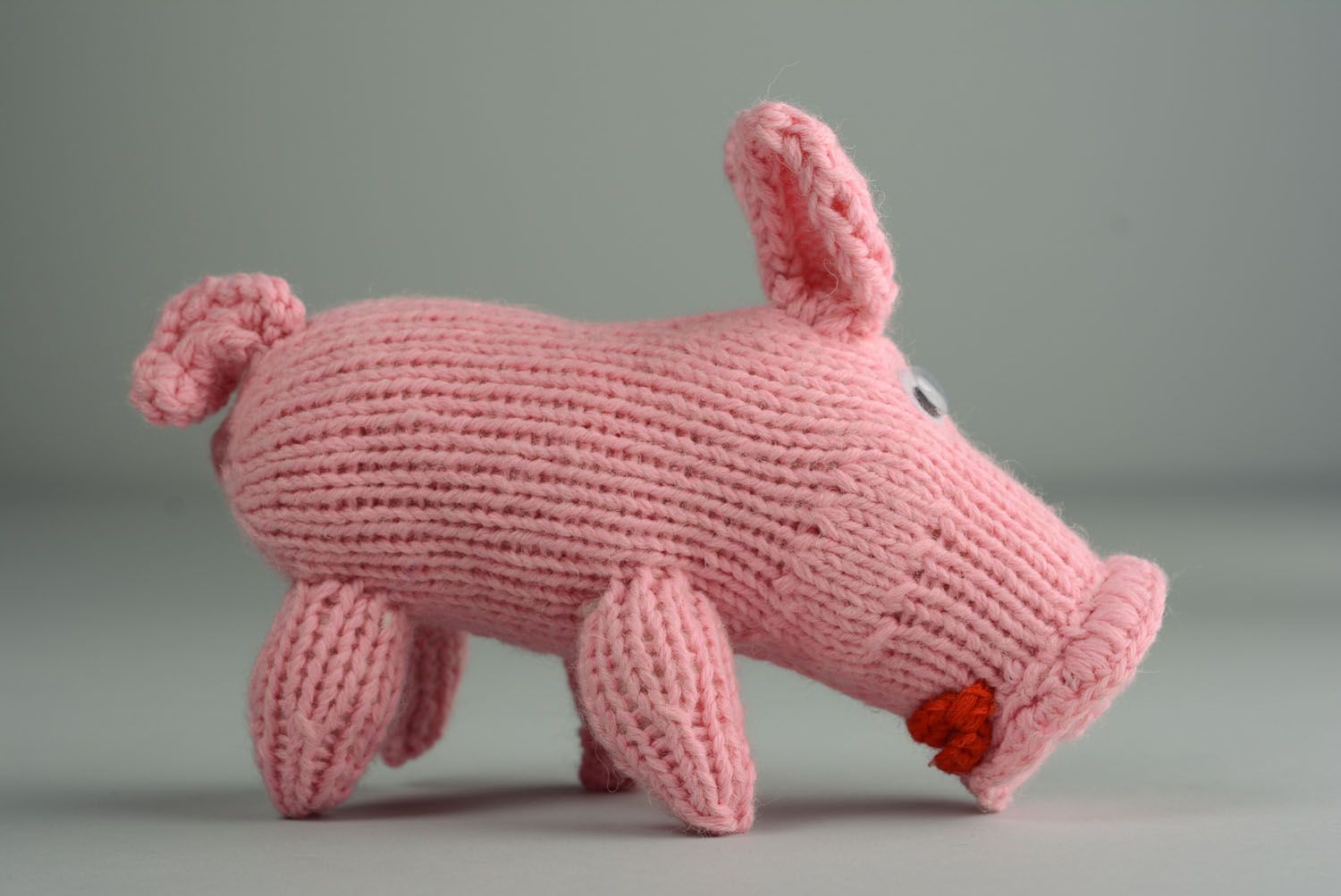 Jouet mou tricoté Cochon rose photo 5