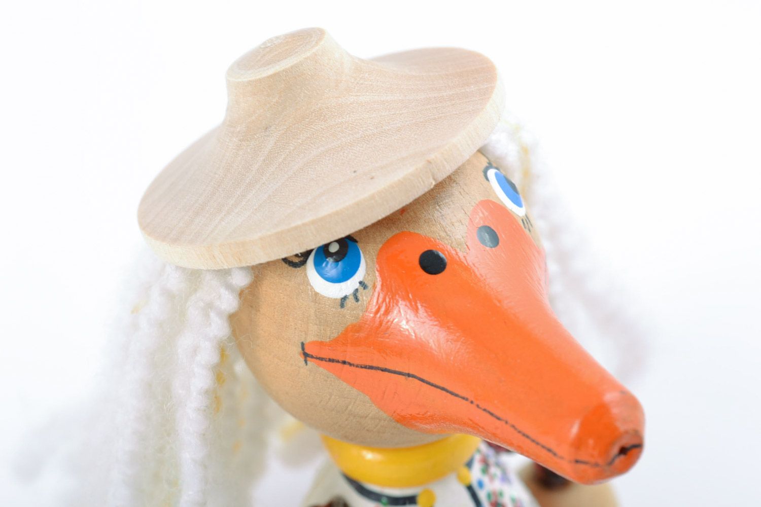 Handgemachtes interessantes lustiges Holz Spielzeug Ente mit Öko Farben bemalt  foto 3