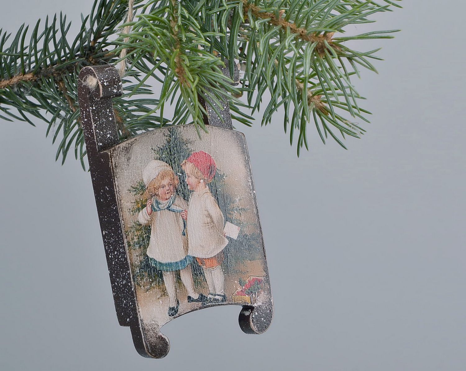 Décoration d'arbre de Noël Enfants avec traîneau photo 1