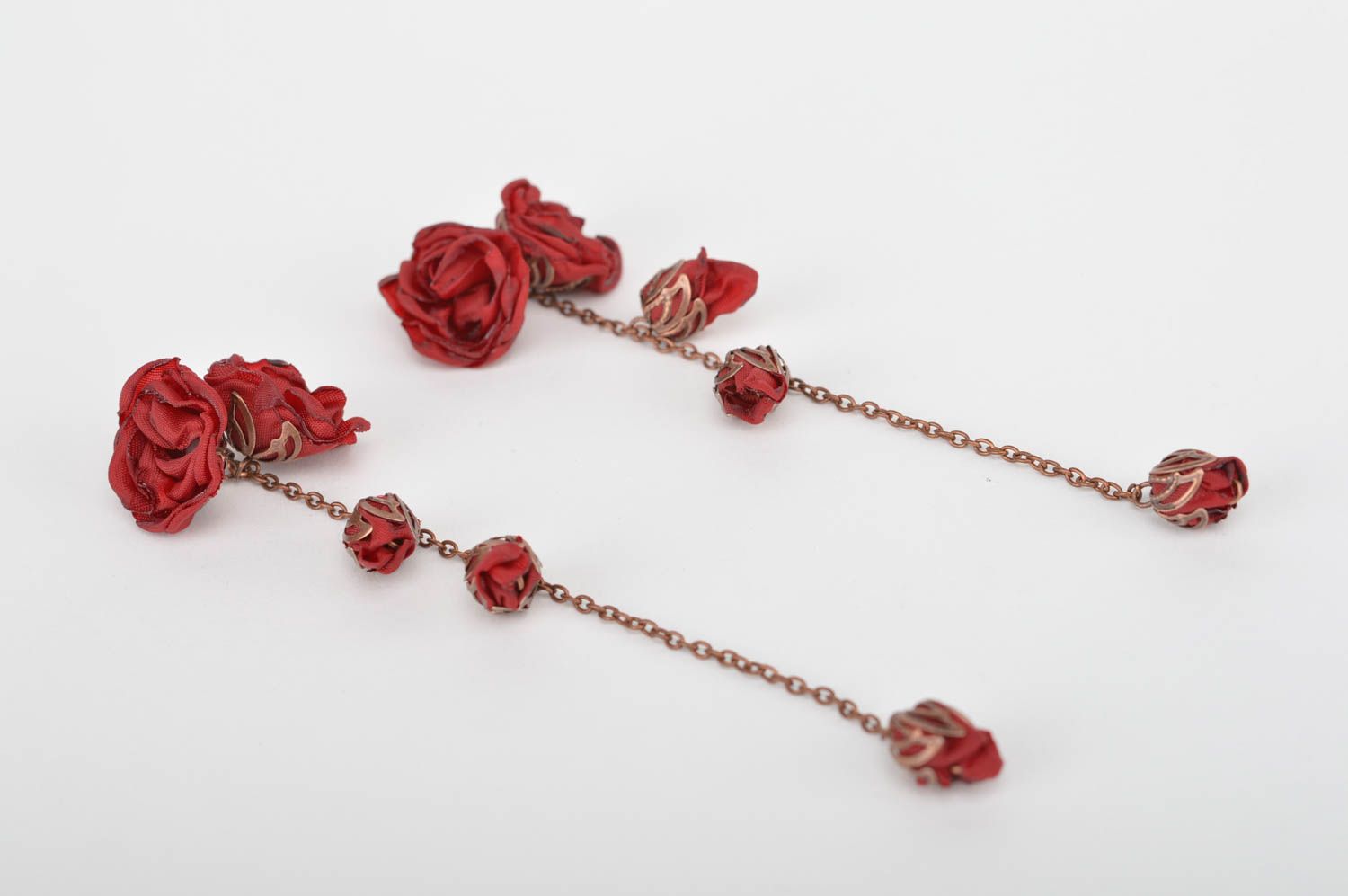 Long red stylish earrings beautiful accessories handmade designer jewelry photo 3