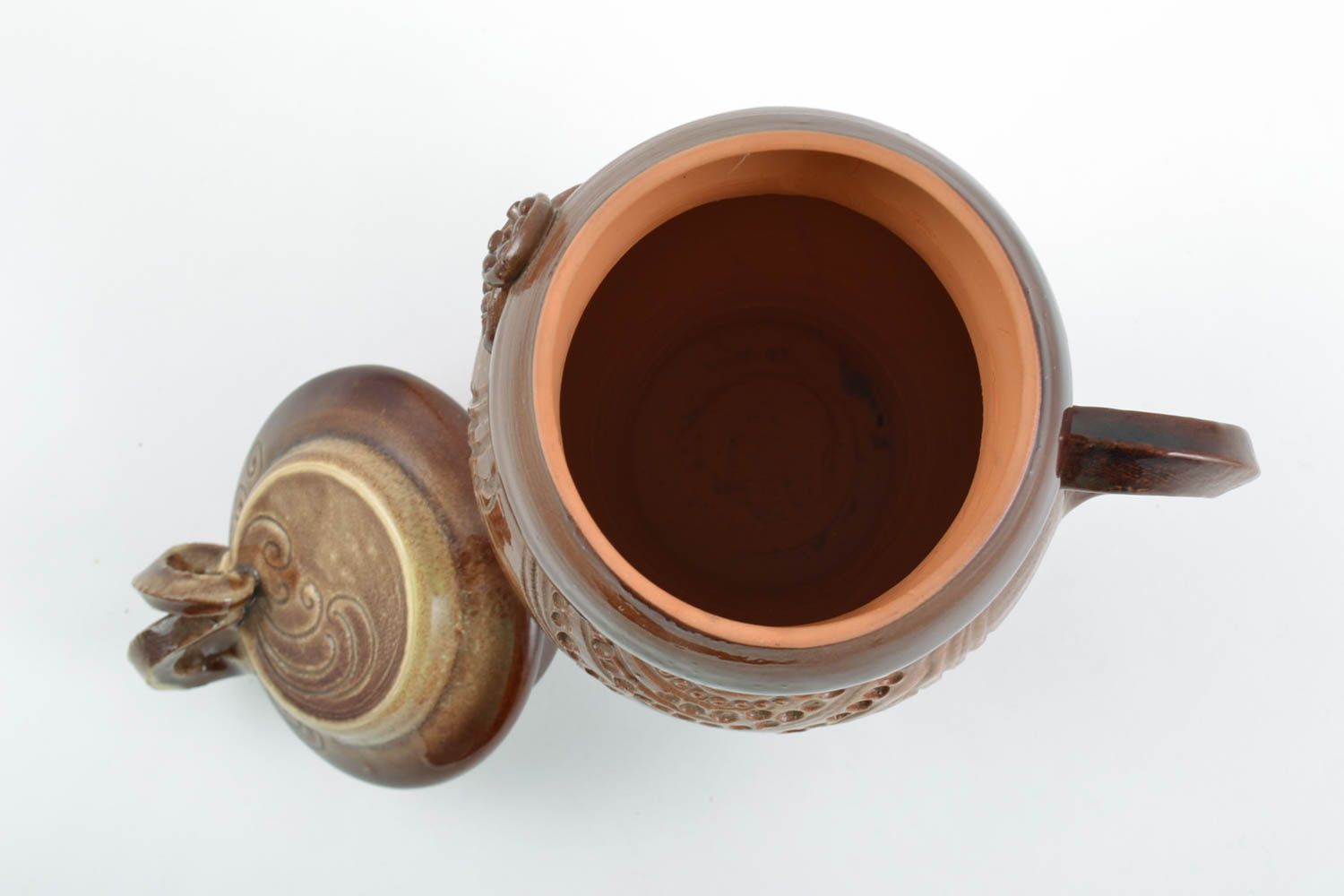 Keramik Dose für lose Produkte Braun mit Glasur Ton Behälter handmade 1.2 l foto 3