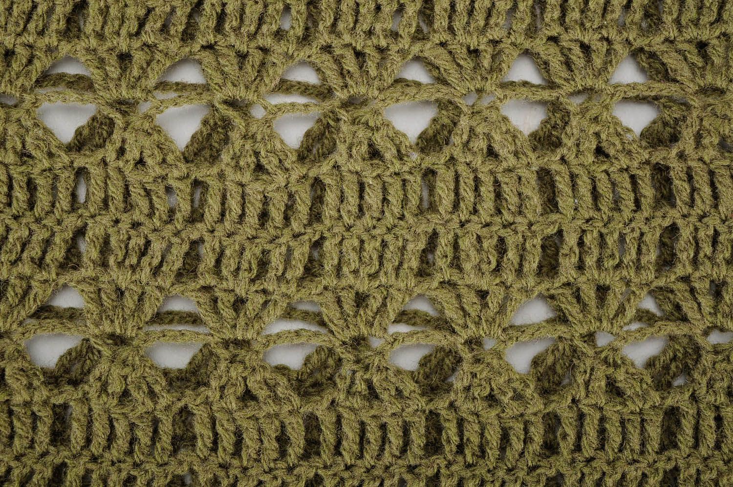 Tunique tricotée à main olive en demi-laine photo 5