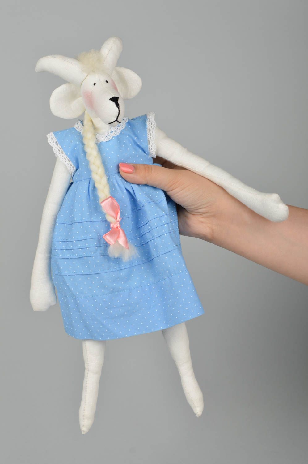 Juguete artesanal de tela muñeca de peluche regalo original para niño Cabra foto 3