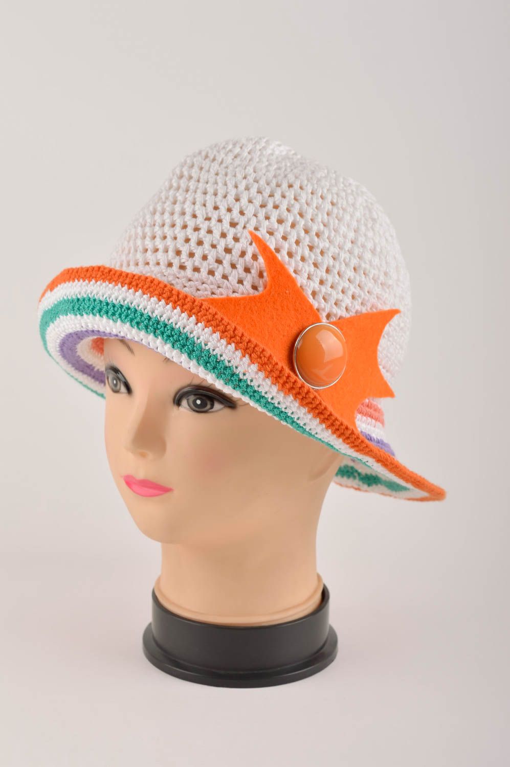 Женская шляпа ручной работы шляпа на пляж летний головной убор светлый фото 1