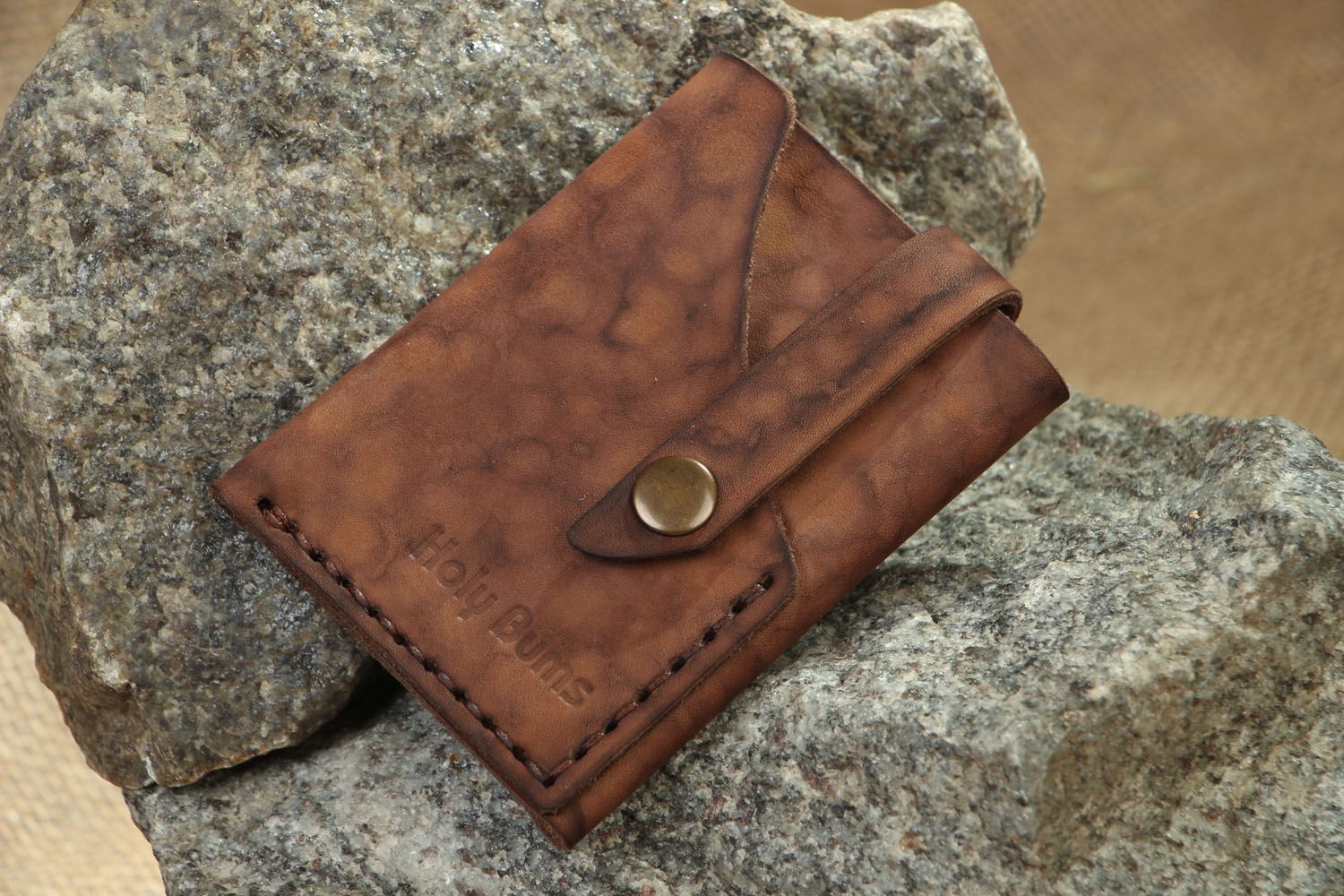 Leather purse stitched manually photo 5