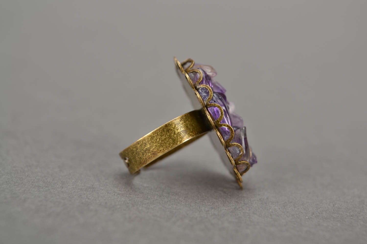 Metal ring with amethyst photo 4